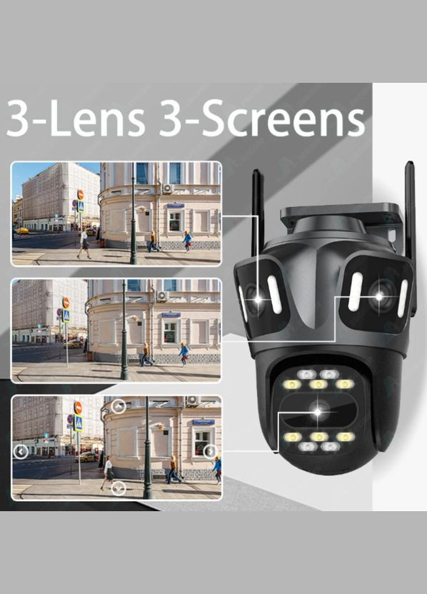 Камера відеоспостереження вулична P15-SP8 Camera поворотна Wi-Fi ICSee 12MP чорний (2390000026) No Brand (341679358)