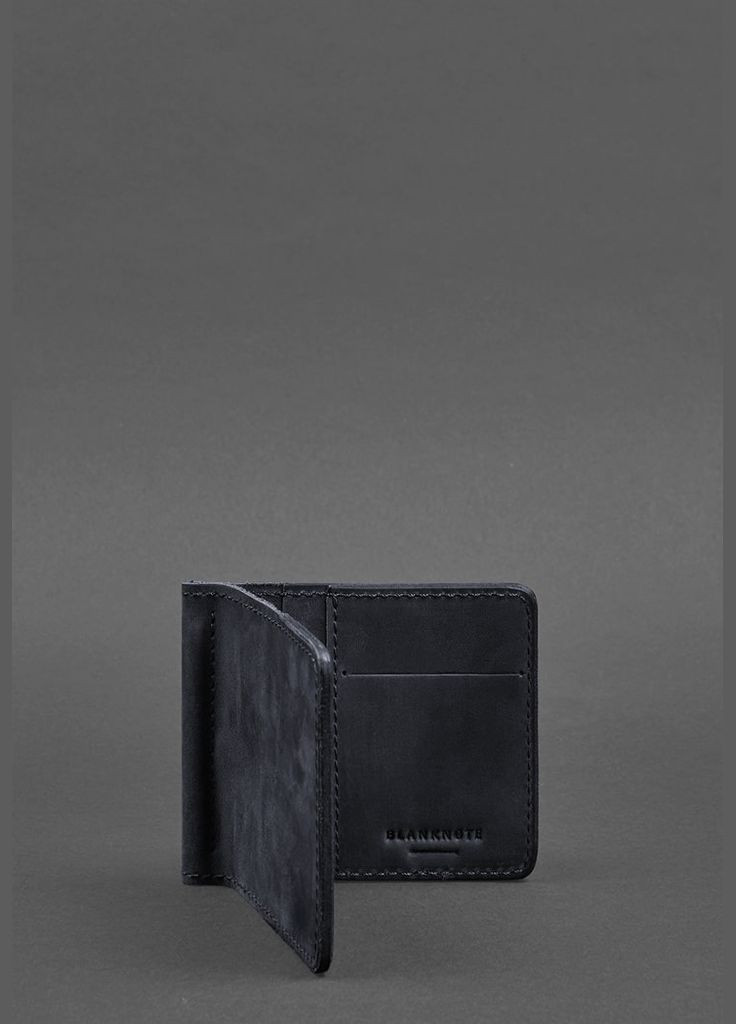 Чоловіче шкіряне портмоне синє 1.0 затиск для грошей (A-026090) BlankNote (328444782)