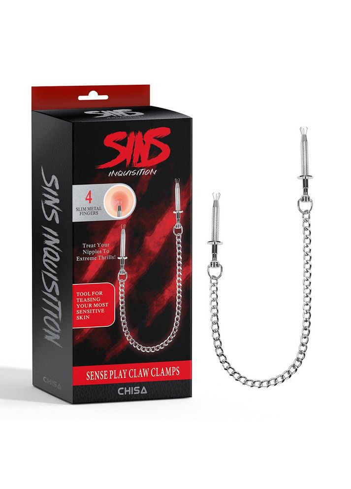 Затискачі для сосків Sins "Sense Play Claw Clamps" сріблястий Chisa (303891507)