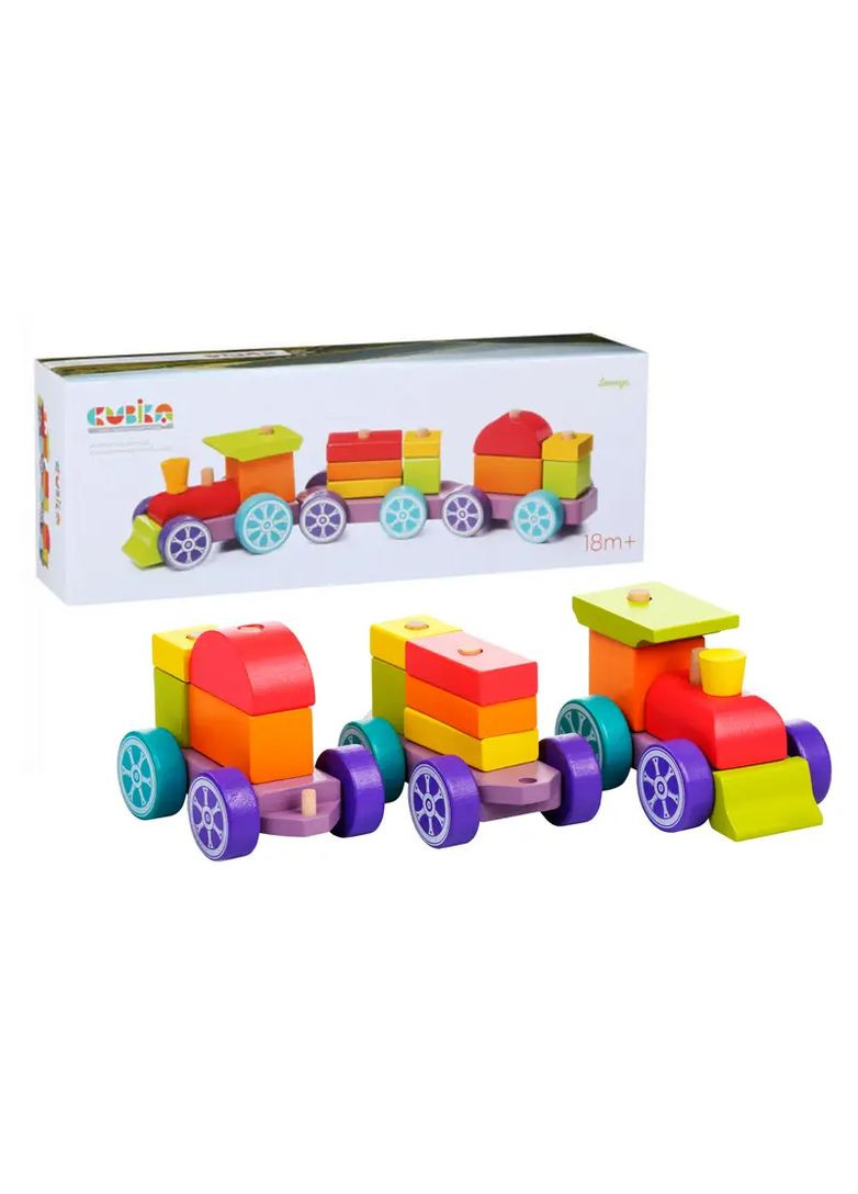 Деревянная игрушка Поезд Веселковый экспресс дерево в ассортименте арт.12923 Cubika Дер1924 (370654392)