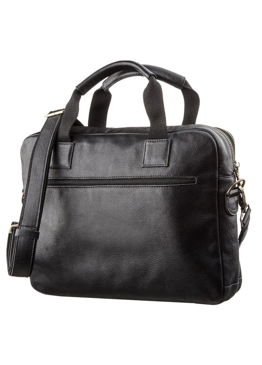 Мужская кожаная сумка под ноутбук на 2 отделения 19106 Черная Shvigel (329150881)