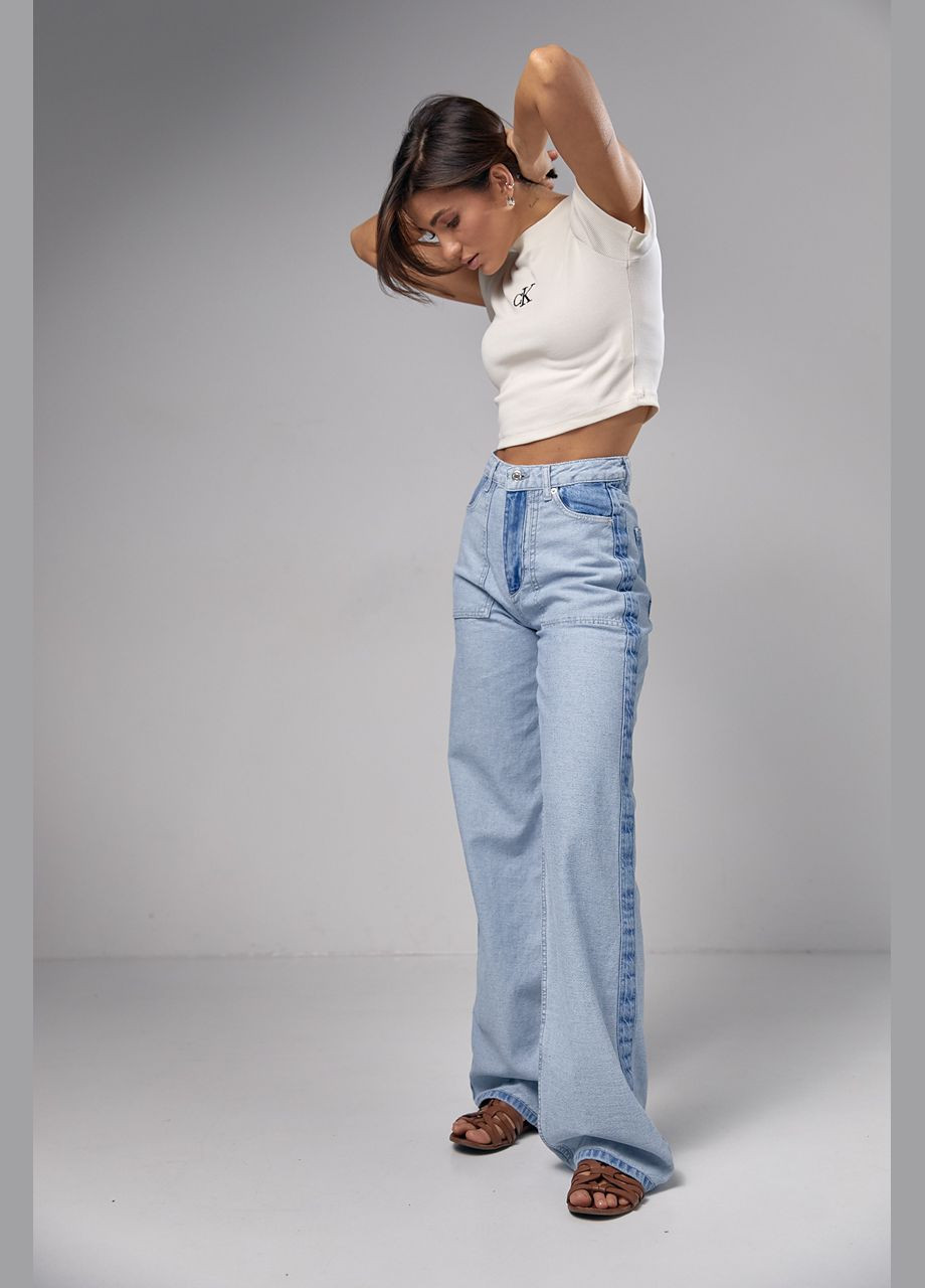 Женские джинсы с лампасами и накладными карманами 3237 Lurex - (292252937)