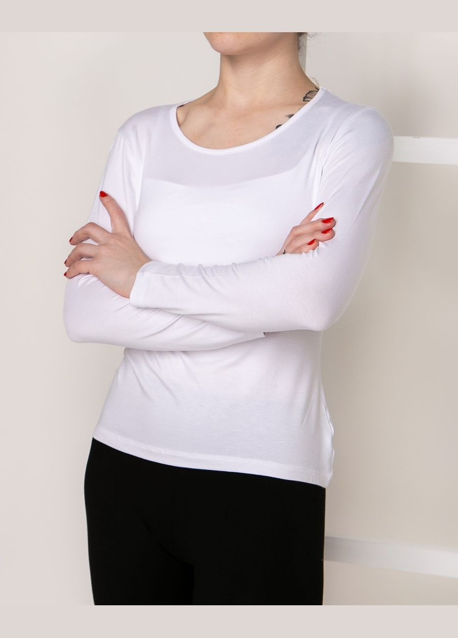 Біла всесезон футболка жіноча на довгий рукав віскоза Ozkan