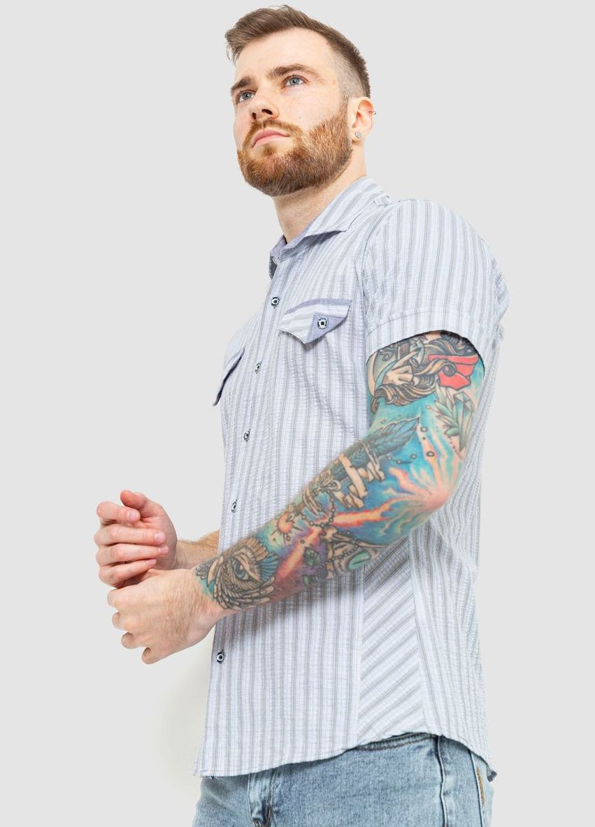 Сорочка чоловіча в смужку, колір сіро-блакитний, Ager (315134692)