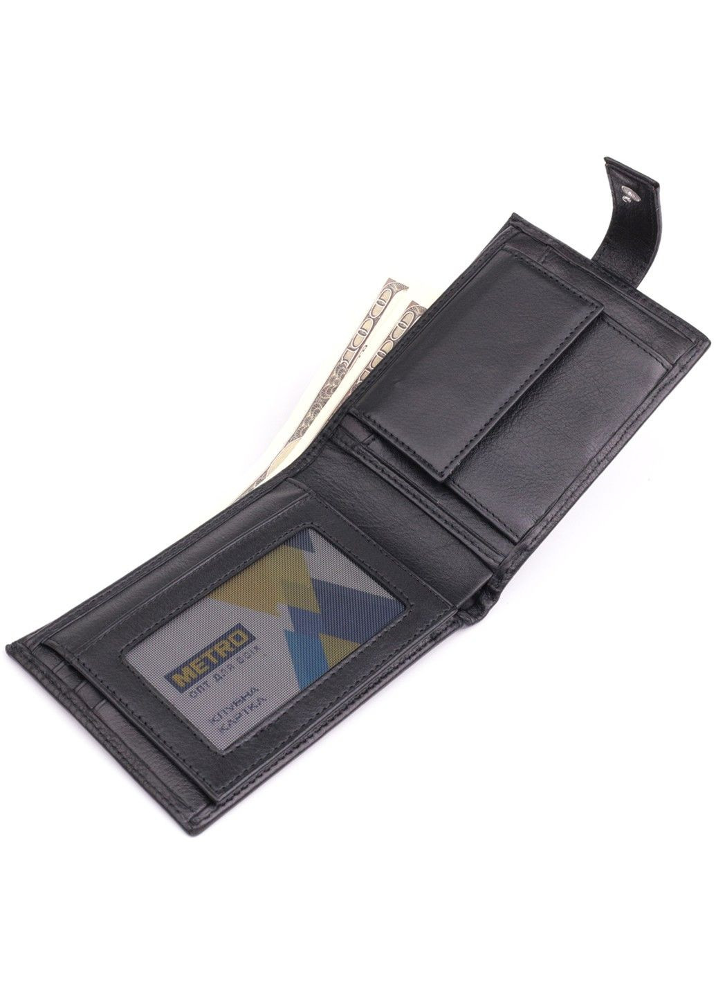 Вместительный мужской кошелек из натуральной кожи 22861 Черный Bond (318823536)