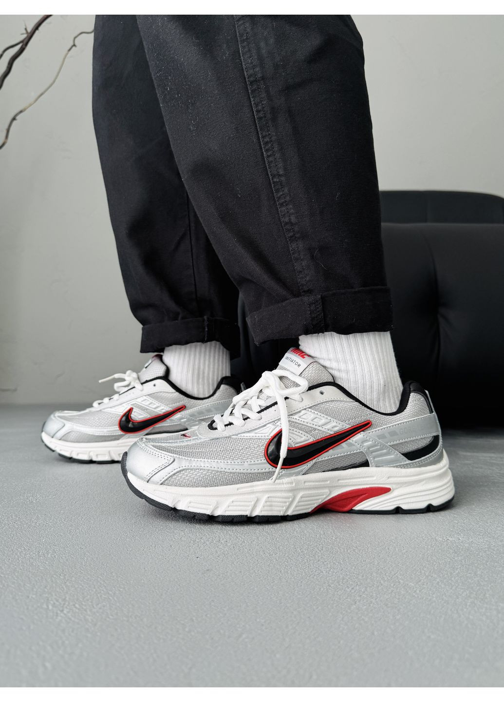 Комбіновані Осінні кросівки чоловічі nike initiator silver / red gore-tex найк інітатор No Brand