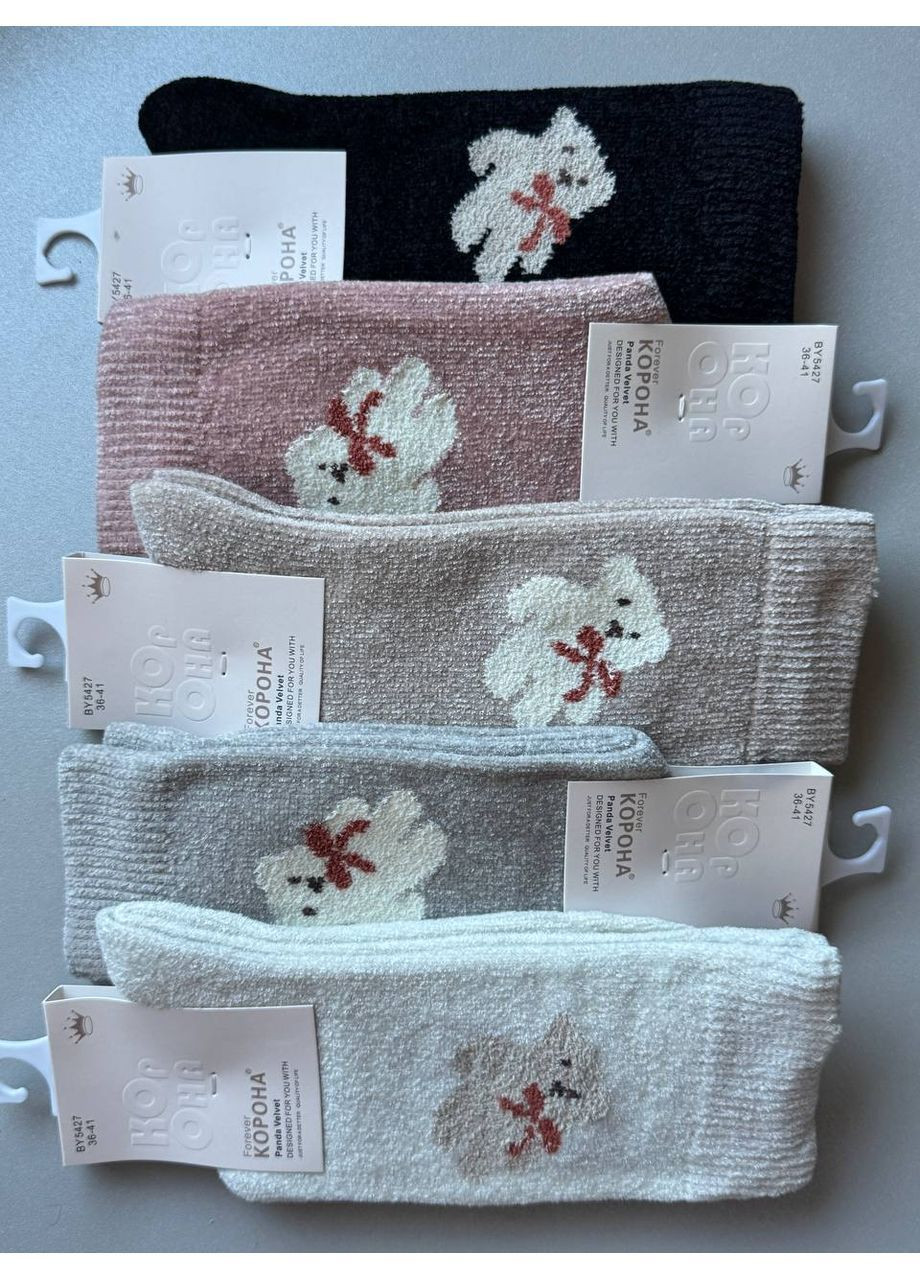 Комбіновані 5 пар велюрові дуже приємні до тіла якісні теплі і не товсті шкарпетки Корона (365280322)