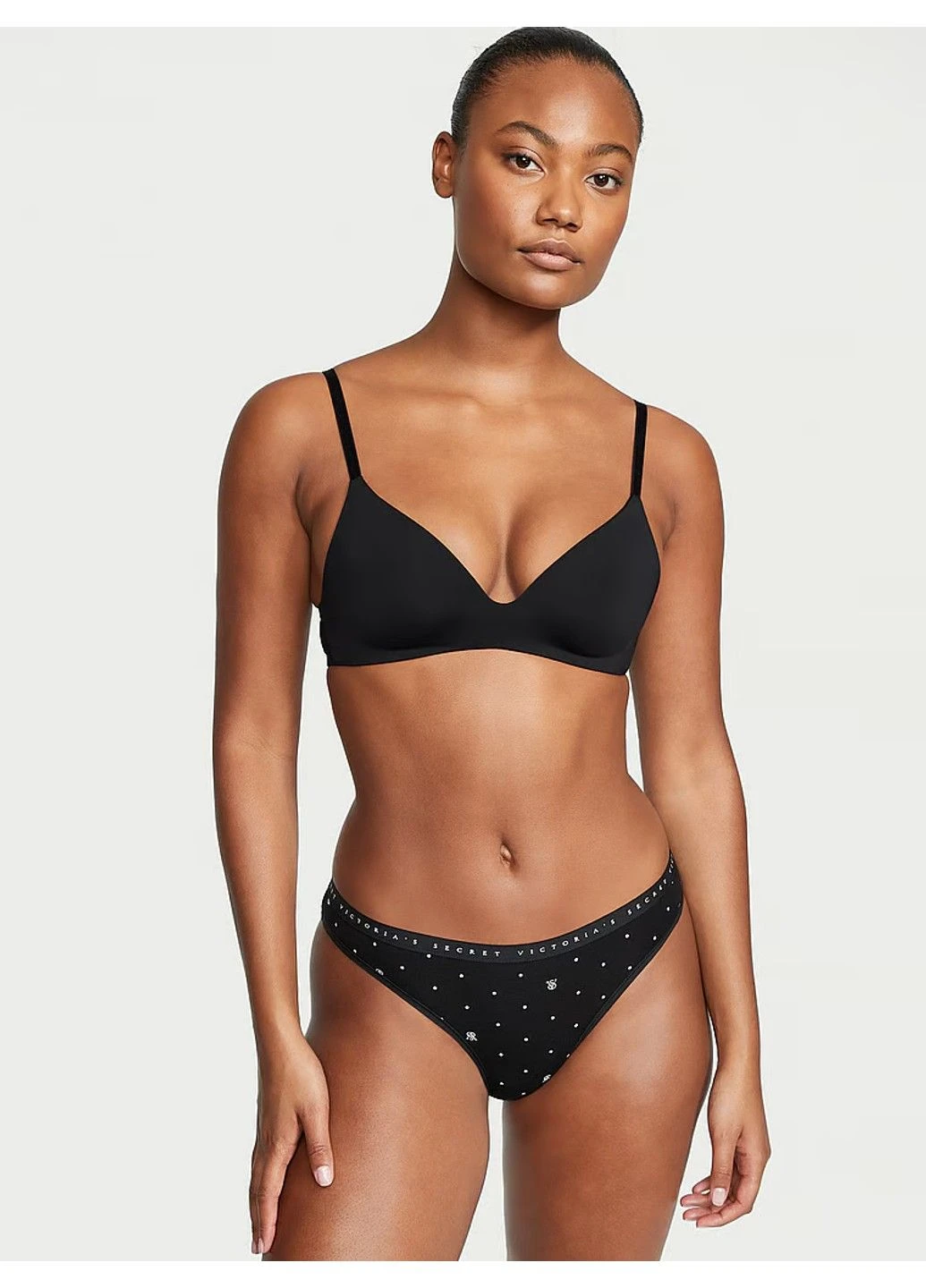Трусики-бикини женские хлопковые Stretch Cotton Bikini Panty черные L Victoria's Secret (316551417)