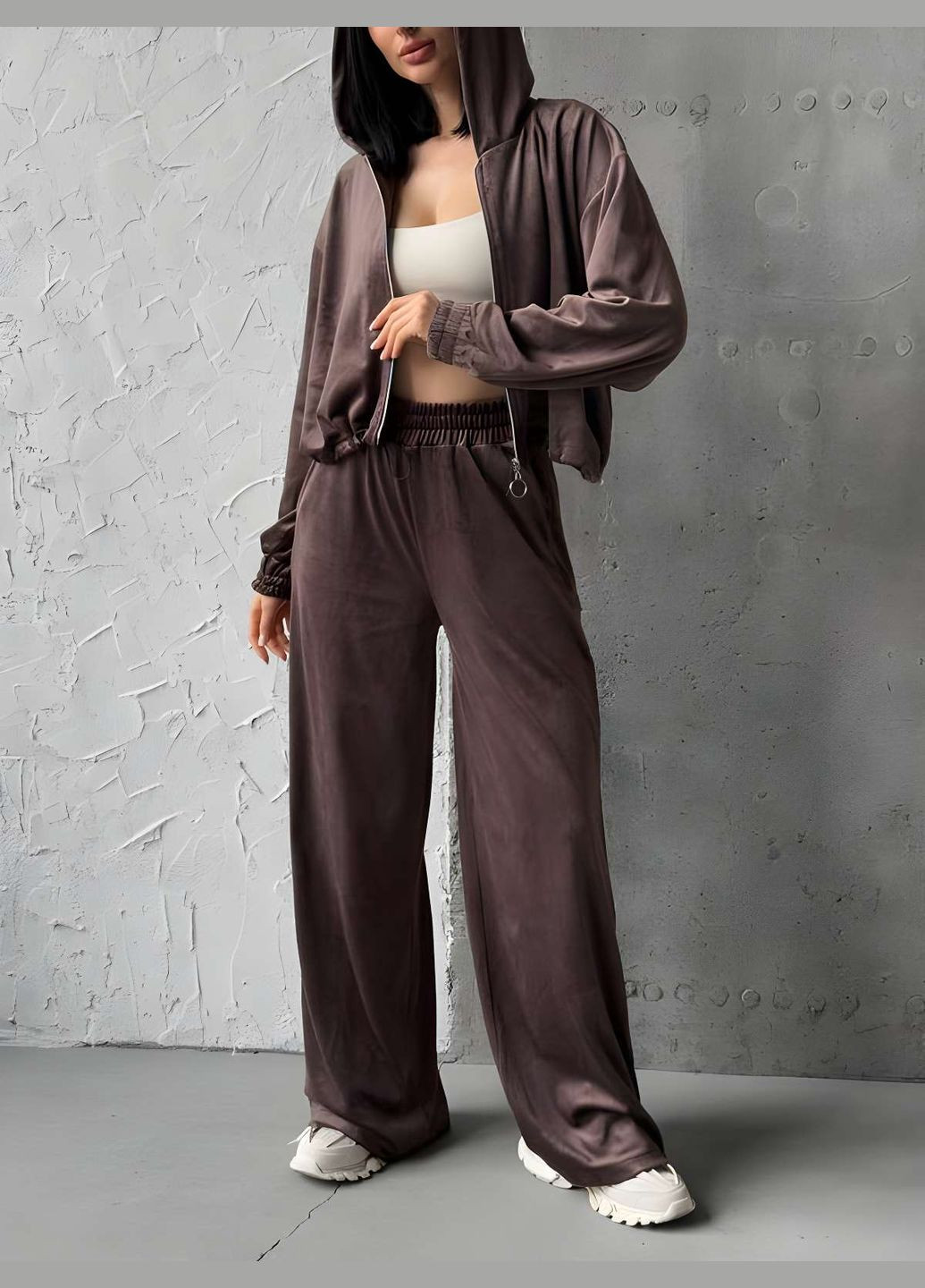 Велюровый спортивный костюм двойка с капюшоном, женский костюм из велюра на хлопковом... No Brand (329890451)