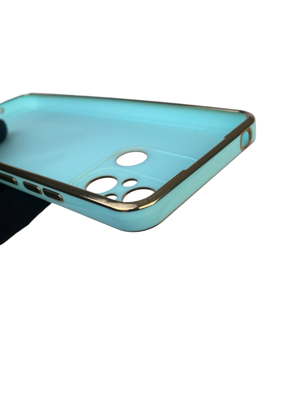 Чохол для Redmi 12C глянцевий із захистом камери із золотою окантовкою на сяомі редмі 12с бірюзовий gs1 Xiaomi (366228364)