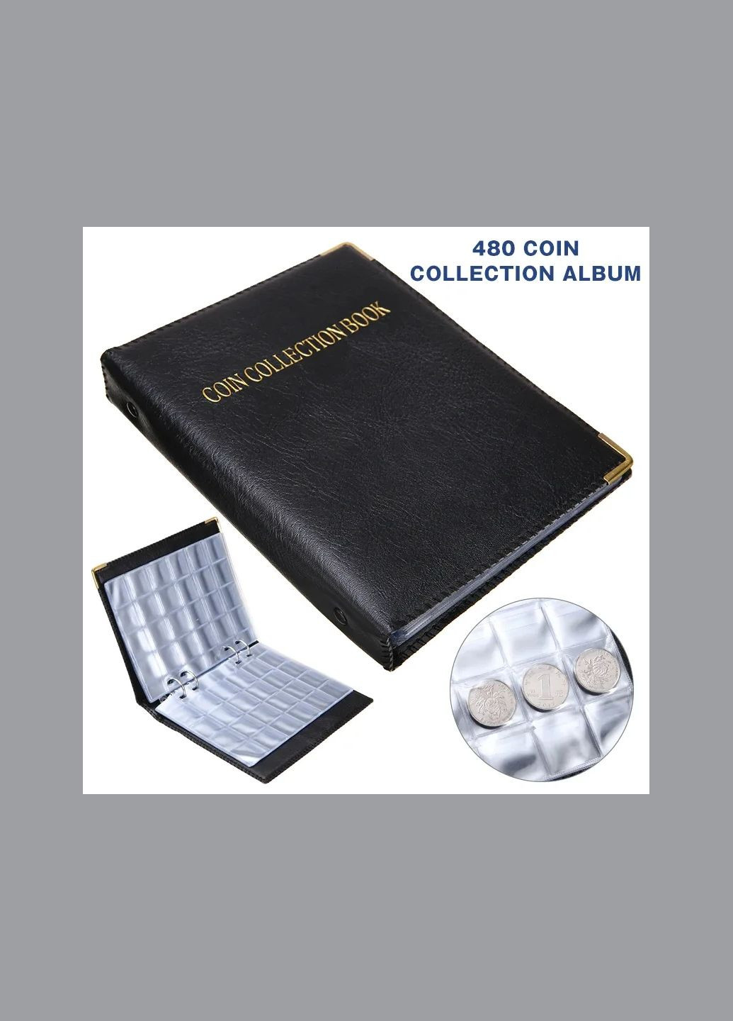 Альбом для монет 480 карманов Держатель для монет Органайзер No Brand (296688012)