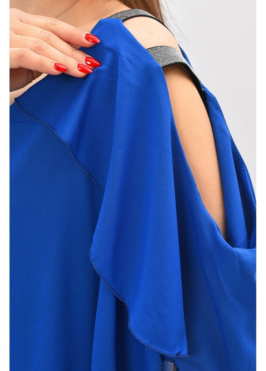 Комбінезон жіночий напівбатальний синього кольору Let's Shop комбінезон-брюки однотонний синій джинсовий поліестер