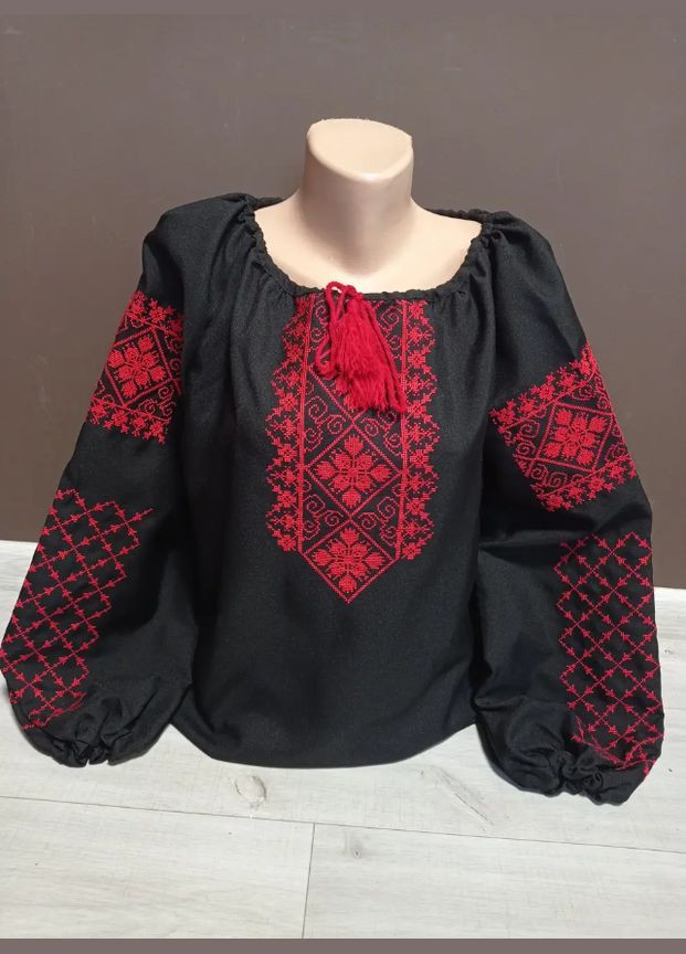 Чёрная дизайнерская черная женская вышиванка "грация" с вышивкой украина украинатд 44-64 размеры узор украинская символика трикотаж (313099969)