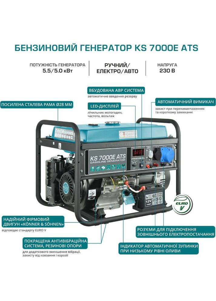 Генератор бензиновий KS 7000 (KS7000) Konner&Sohnen (370033670)