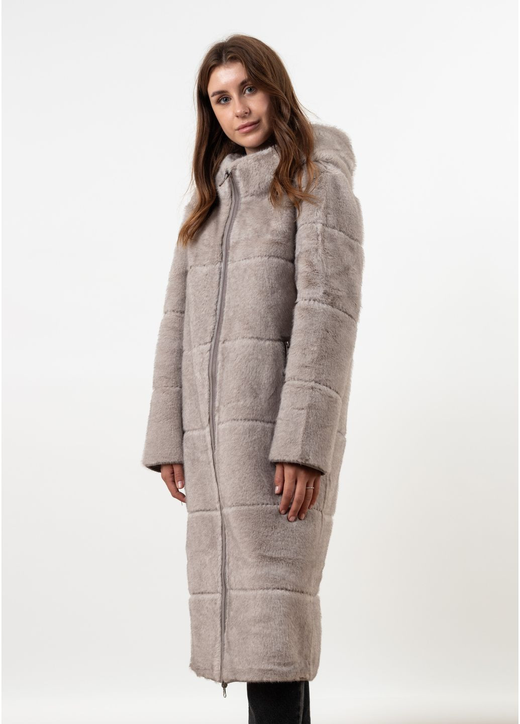 Серо-бежевый зимний Пуховик MissLynx