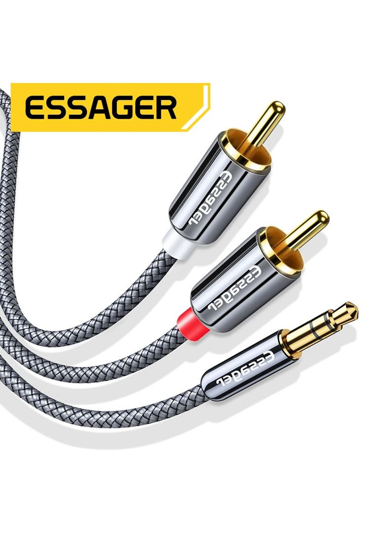 Кабель AUX 2RCA (папа-папа) jack 3.5 мм 1м Essager (300523899)