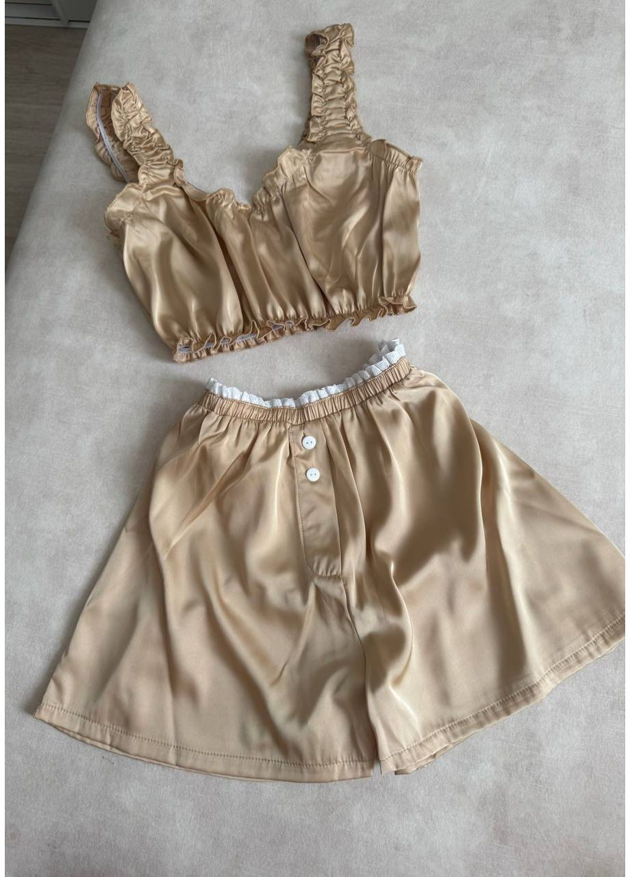 Бежева жіноча піжама з шовку Україна