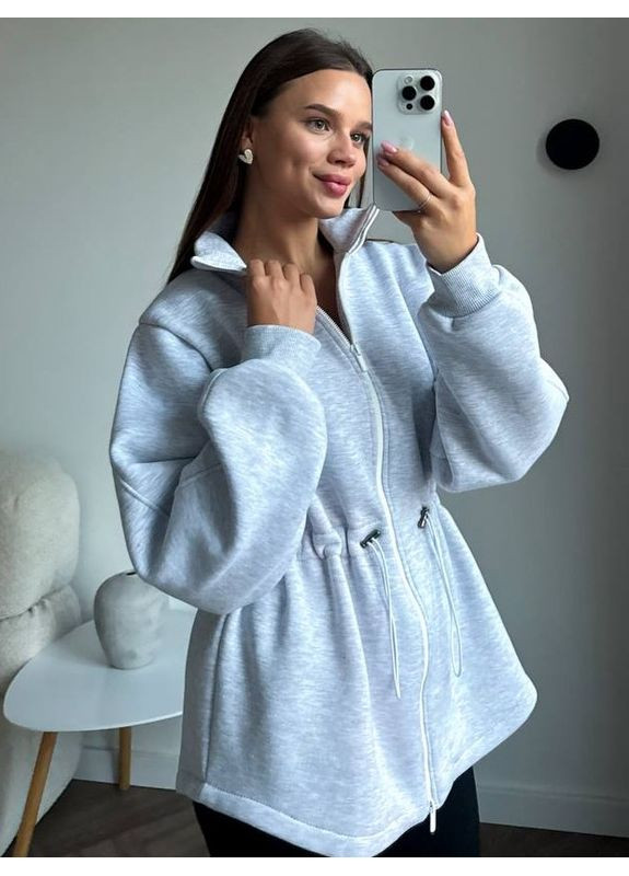 Удлиненная кофта на молнии с кулисками Тринитка на флисе Україна (366671211)