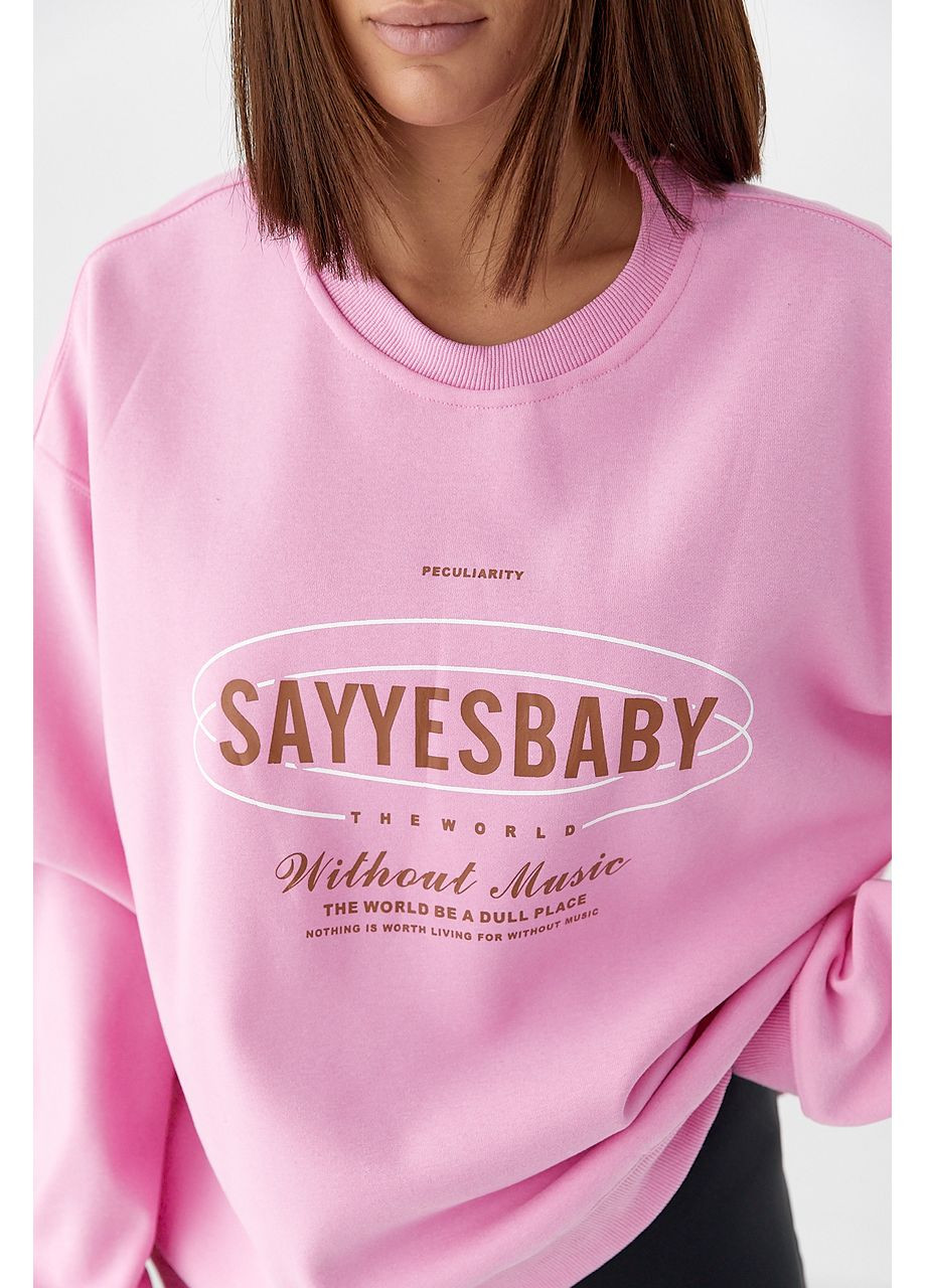 Рожевий теплий спортивний світшот із начосом - сірий колір Lurex (353306298)