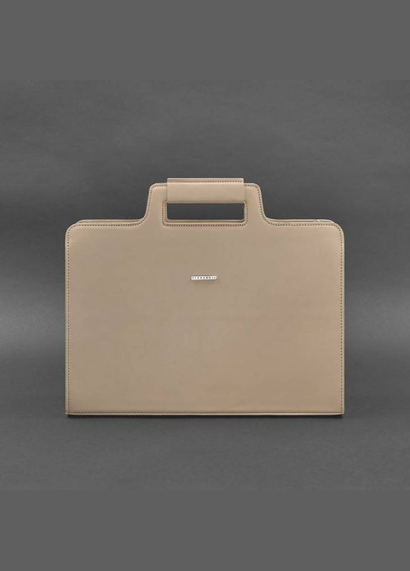 Сумка жіноча шкіряна через плече для ноутбука та документів світло-бежева BlankNote (302008068)