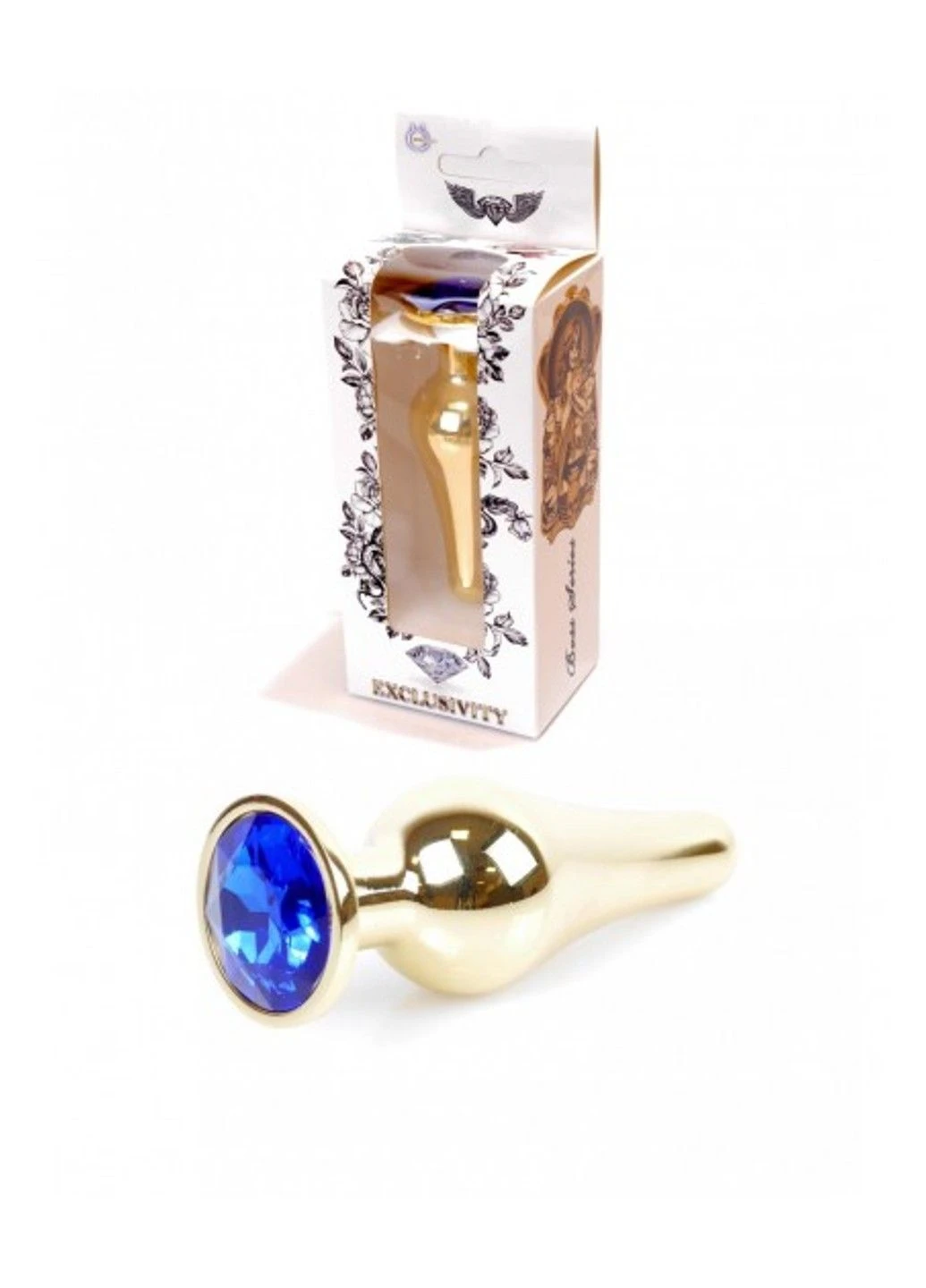 Анальная пробка из нержавеющей стали с камнем Plug-Jewellery Gold BUTT PLUG-Dark Blue Boss Series (333713496)