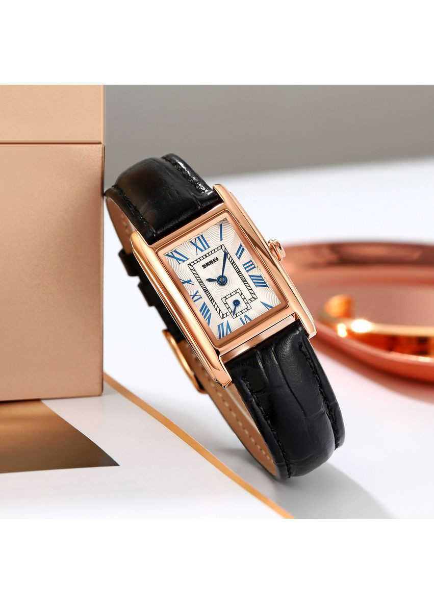 Часы Rose Gold-Black кварцевые женские с римскими цифрами классические стильные стрелочные ProDobro (367264724)