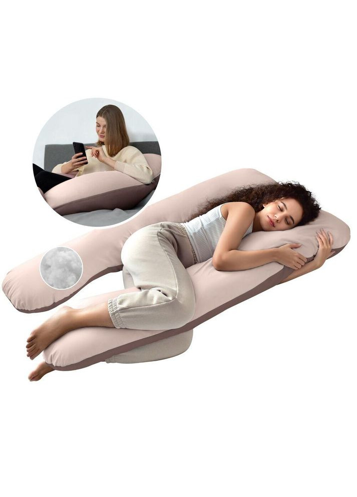 Подушка П-форми 140х75х20 см U-shape для вагітних, реабілітації та щоденного комфорту, з наволочкою на блискавці IDEIA (342128430)