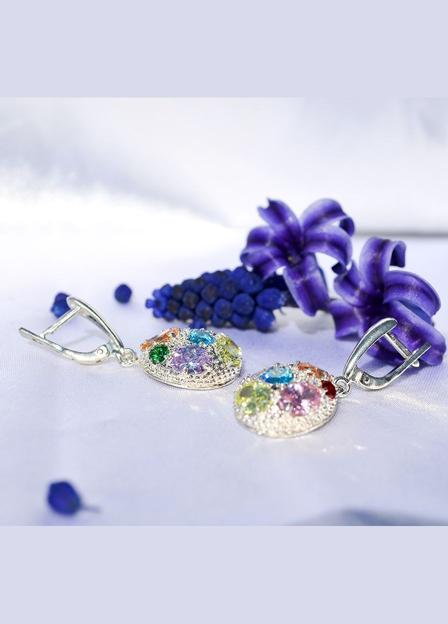 Серьги с цветными фианитами 8622 Maxi Silver (337133691)