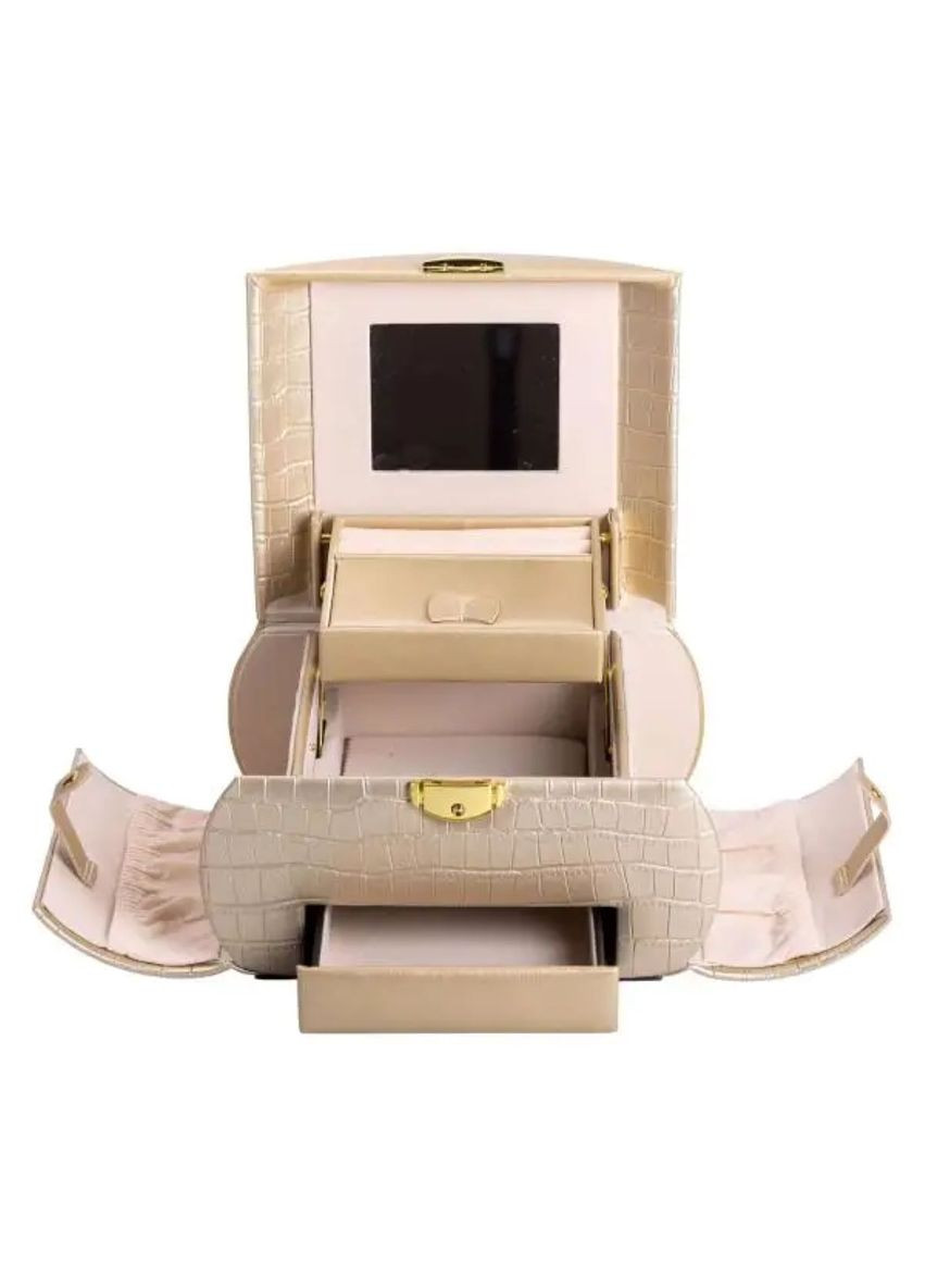 Шкатулка для украшений из эко кожи 3 яруса с замком органайзер для ювелирных изделий HP-5-21GOLD Yiwu (353503098)