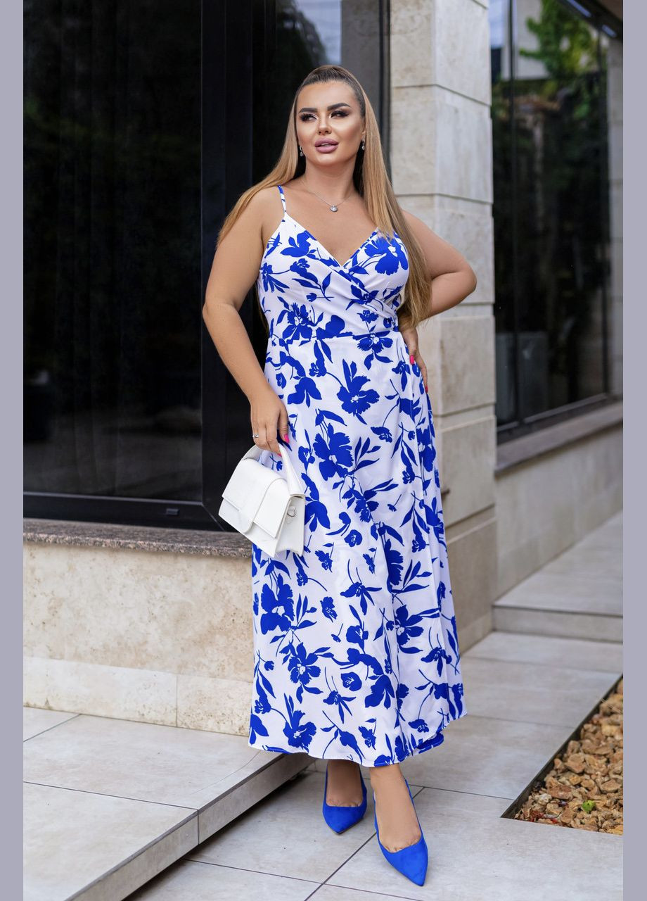 Синя літня довга сукня на запах Fashion Girl