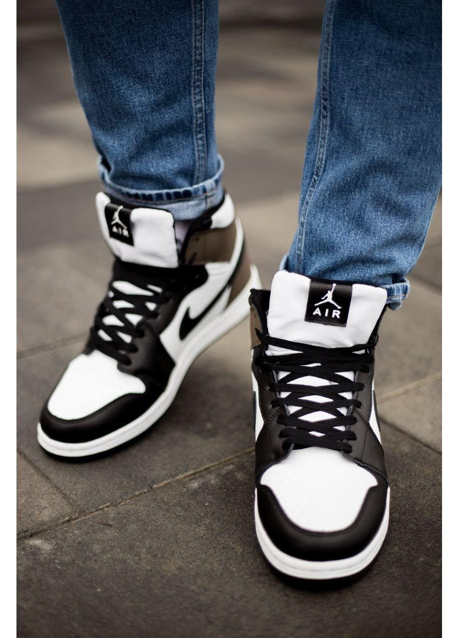 Білі Зимовий кросівки чоловічі nike air jordan retro 1 high dark mocha winter найк аір джордан No Brand