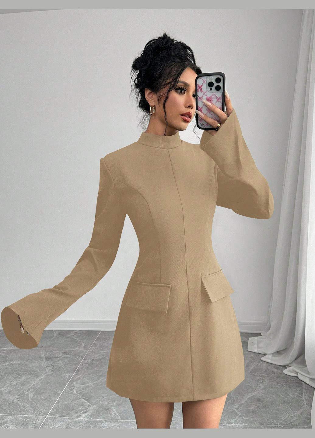 Бежевое повседневный платье SHEIN однотонное