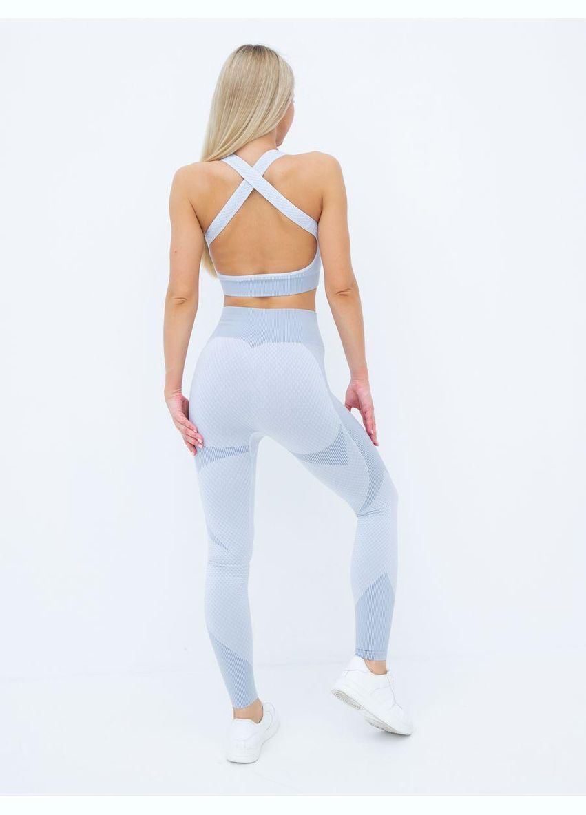 Спортивный костюм тройка (рашгард, топ и леггинсы) светло-серого цвета, размер XL Trends (330757055)