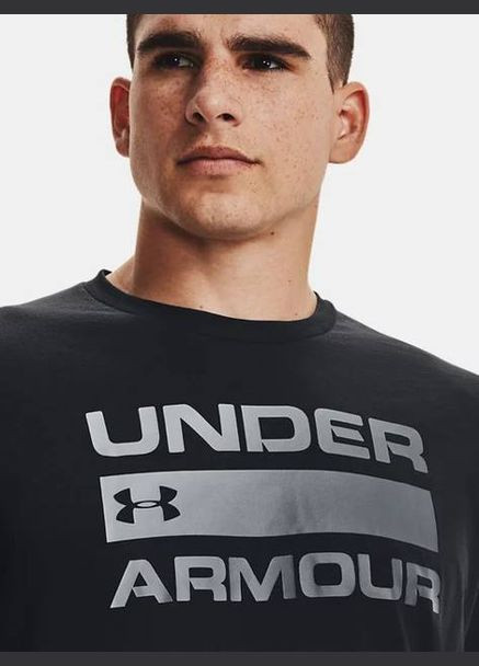 Черная мужская футболка черная с передним серым принтом в стиле under armour No Brand