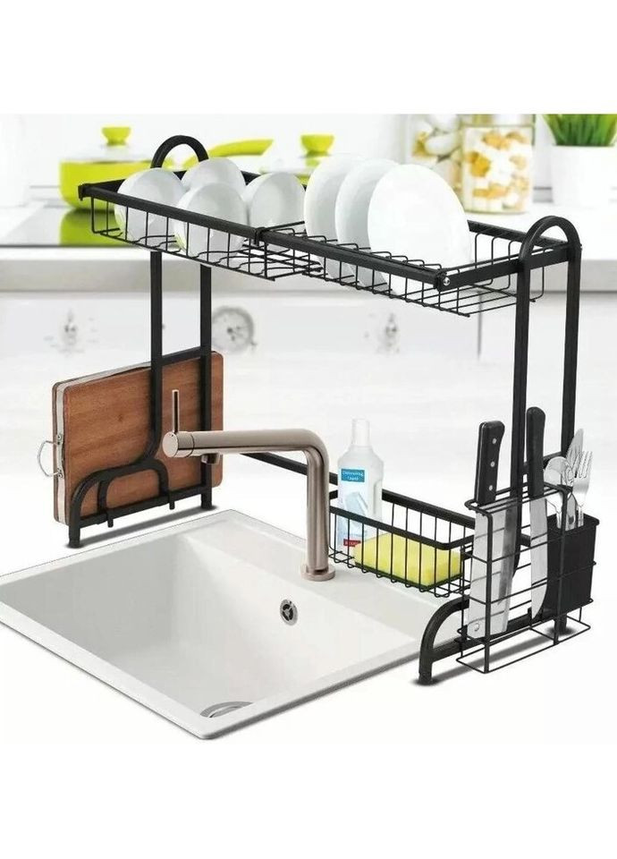 Сушарка для посуду KM-754 29.5х55.5х77 см чорна Kamille (336148069)