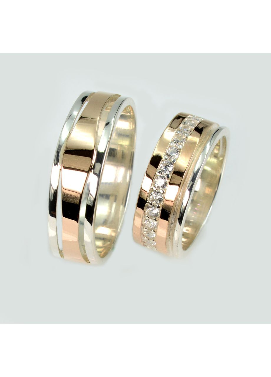 Пара серебряных обручек с пластинами золота Silver Style (367113233)