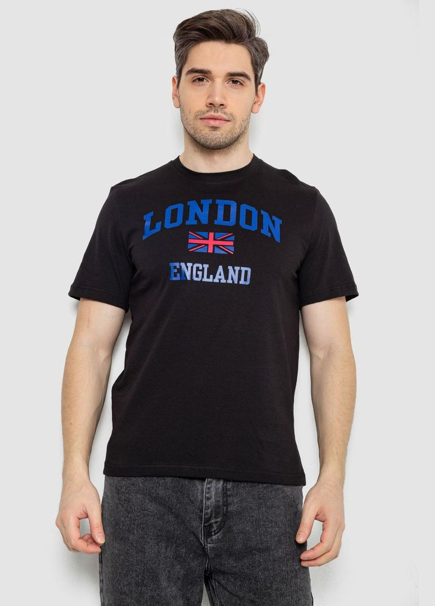 Чорна футболка чоловіча з принтом,, 241r1909 Ager