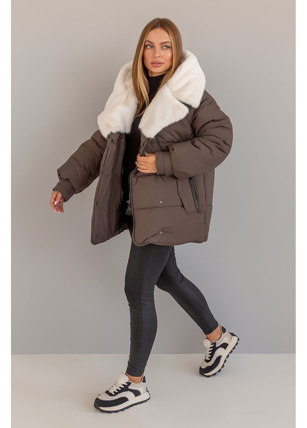 Коричневая зимняя зимня куртка дора MioRichi