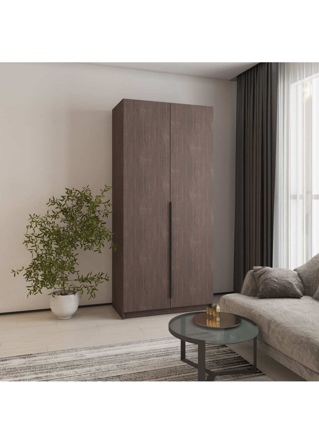 Шкаф 2-дверный Оскар ДСП BG, блок ящиков+полки 100x52x220 см (MBS-4524) MebelStar (366427357)