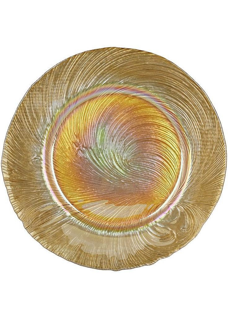 Набір 6 скляних тарілок "Golden Placer" Ø33см, золотий перламутр BonaDi (330019047)