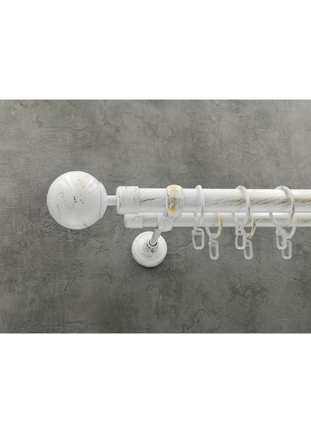 Карниз Куля гладка штанга подвійний відкритий 25/19 мм 160 см Біле золото Quadrum (352780377)