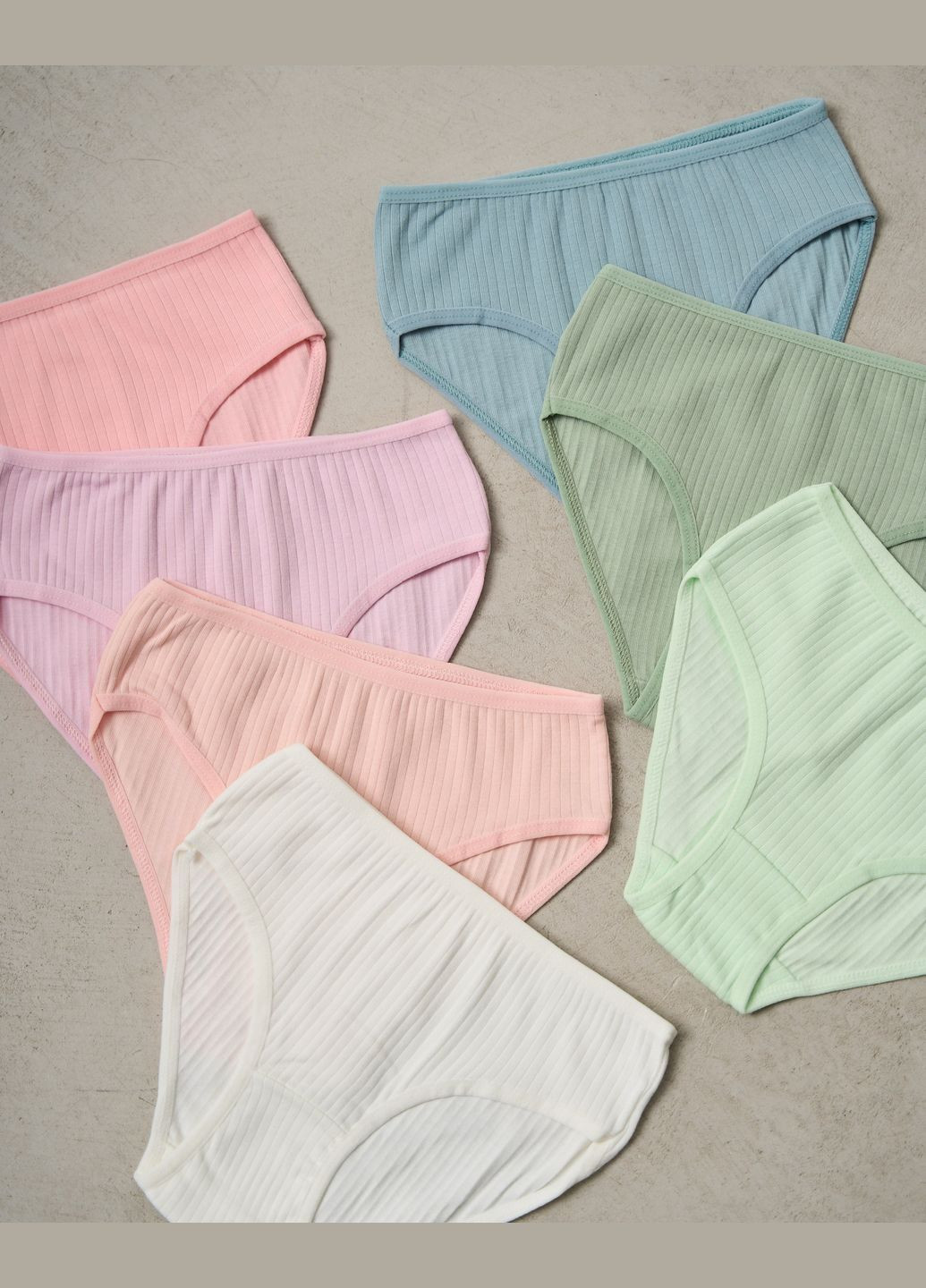 Набір підліткових трусиків-тижневок у рубчик на дівчинку, 7 штук Nicoletta Трусики (342119700)