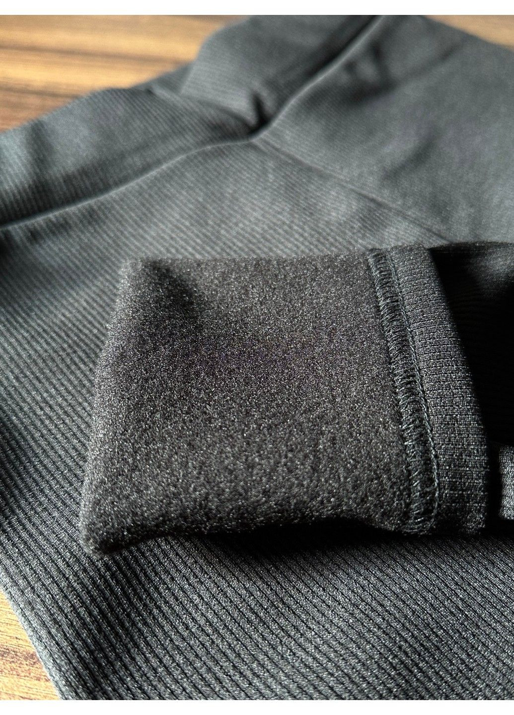 Черные демисезонные утеплённые женские лосины в рубчик akta на флисе Aktasport