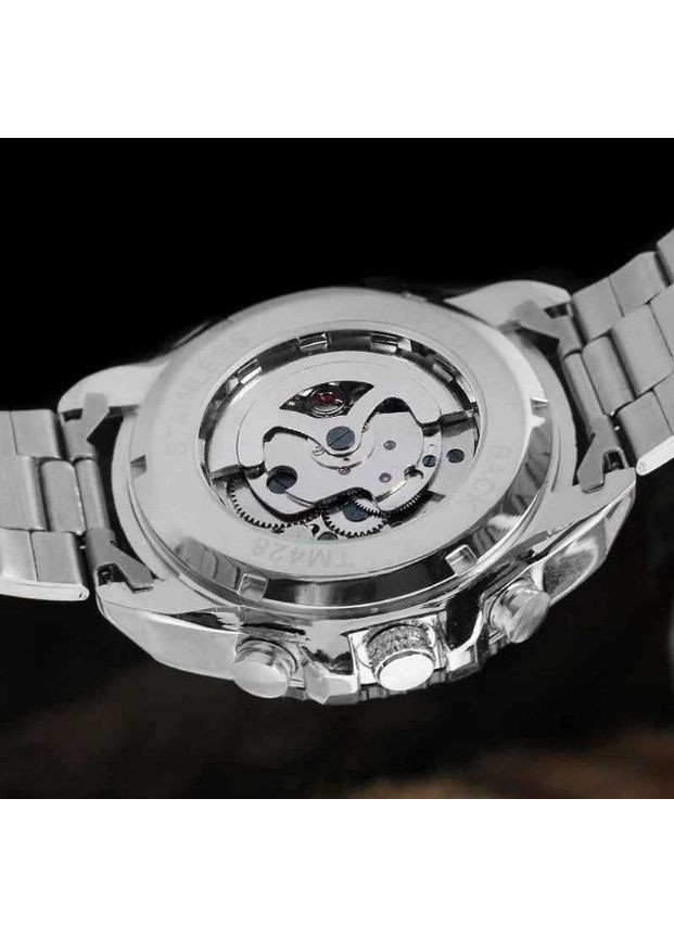 Мужские механические наручные часы Winner стальные классические черный циферблат серебристый корпус (sku_764) No Brand (350906472)