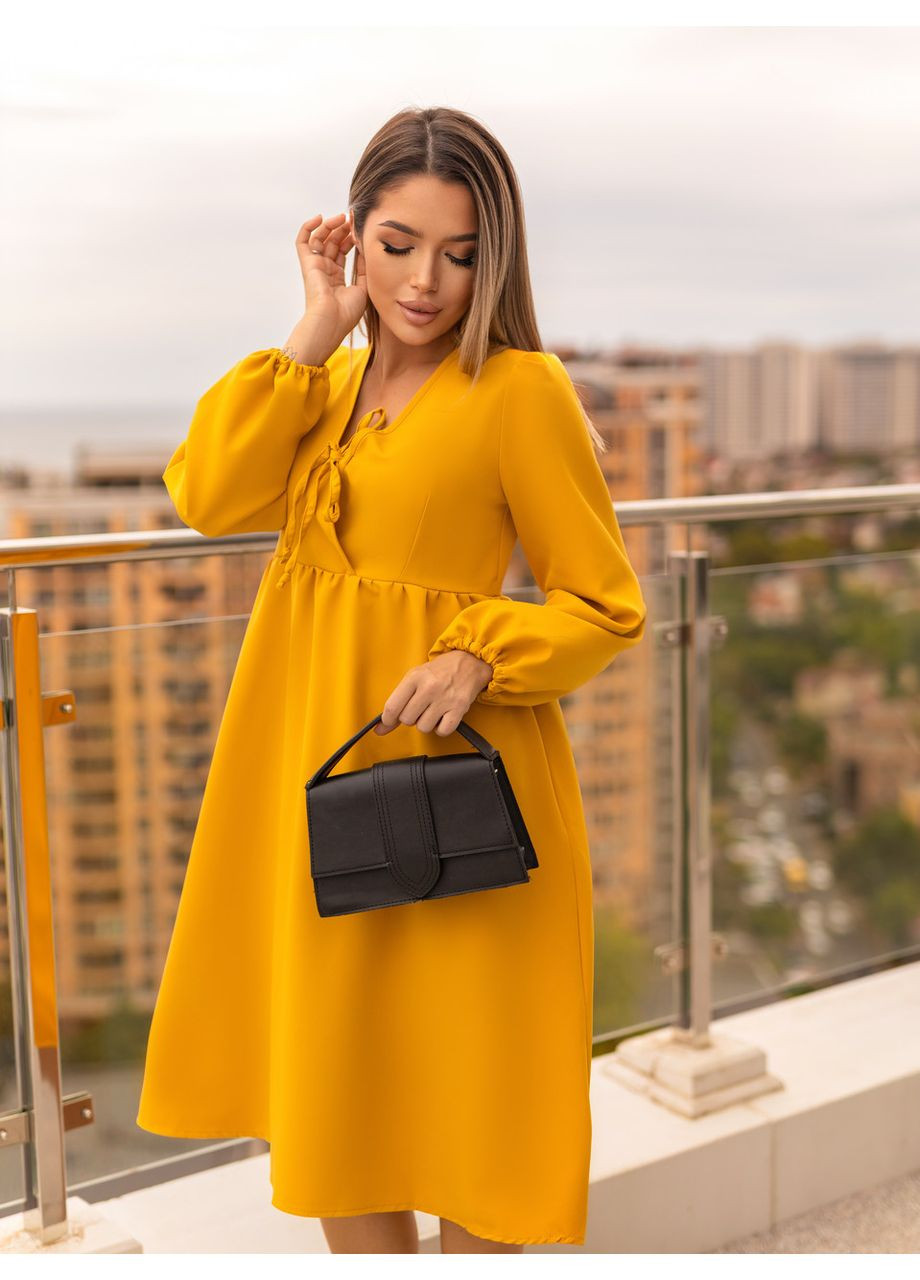 Гірчична молодіжна жіноча сукня вільного крою Fashion Girl