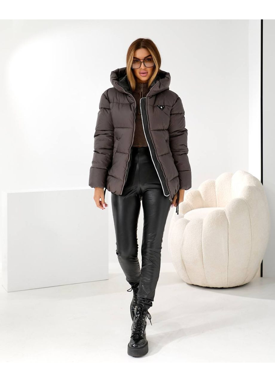Кофейный зимний Пуховик No Brand