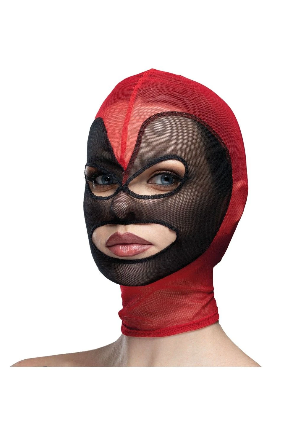 Маска сердце сетка с открытым ртом и глазами - Hearts Mask Red/Black Feral Feelings (298473680)