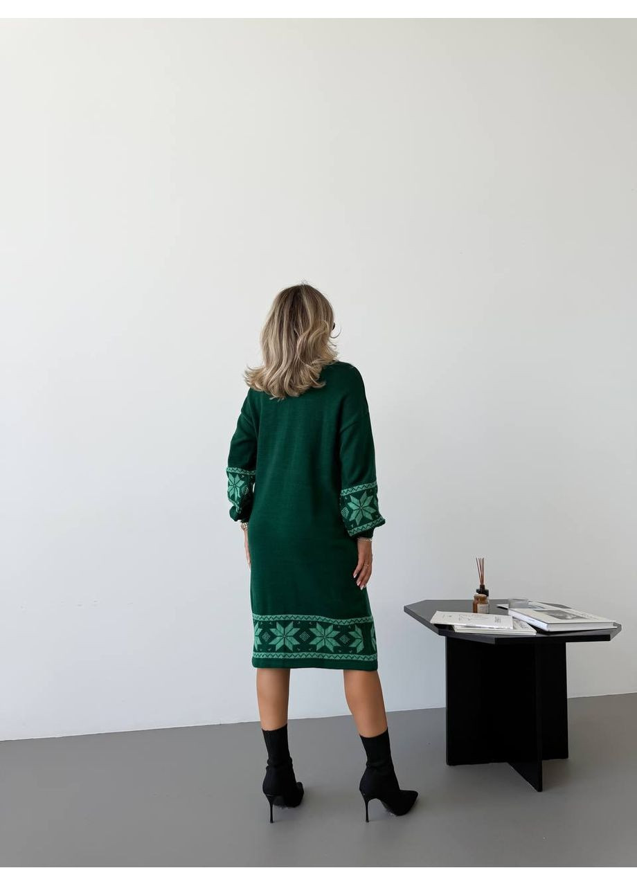 Зеленое женское вязаное платье марина с вышивкой зеленое You Best