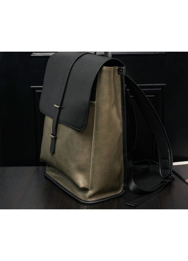 Великий чоловічий рюкзак хакі екошкіри для повсякденного використанняний міський рюкзак ProDobro (363136505)