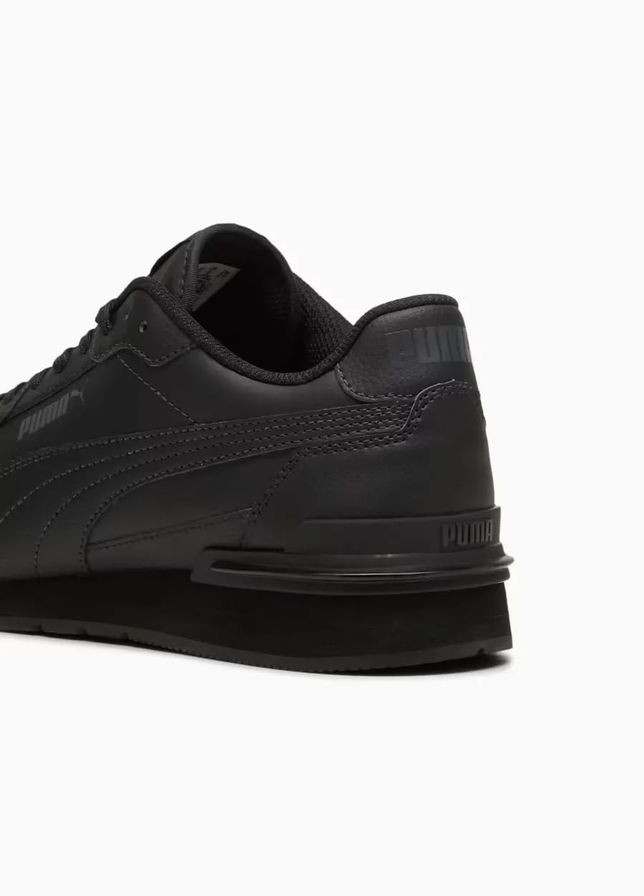 Черные всесезонные кроссовки st runner v4 leather black/shadow gray Puma
